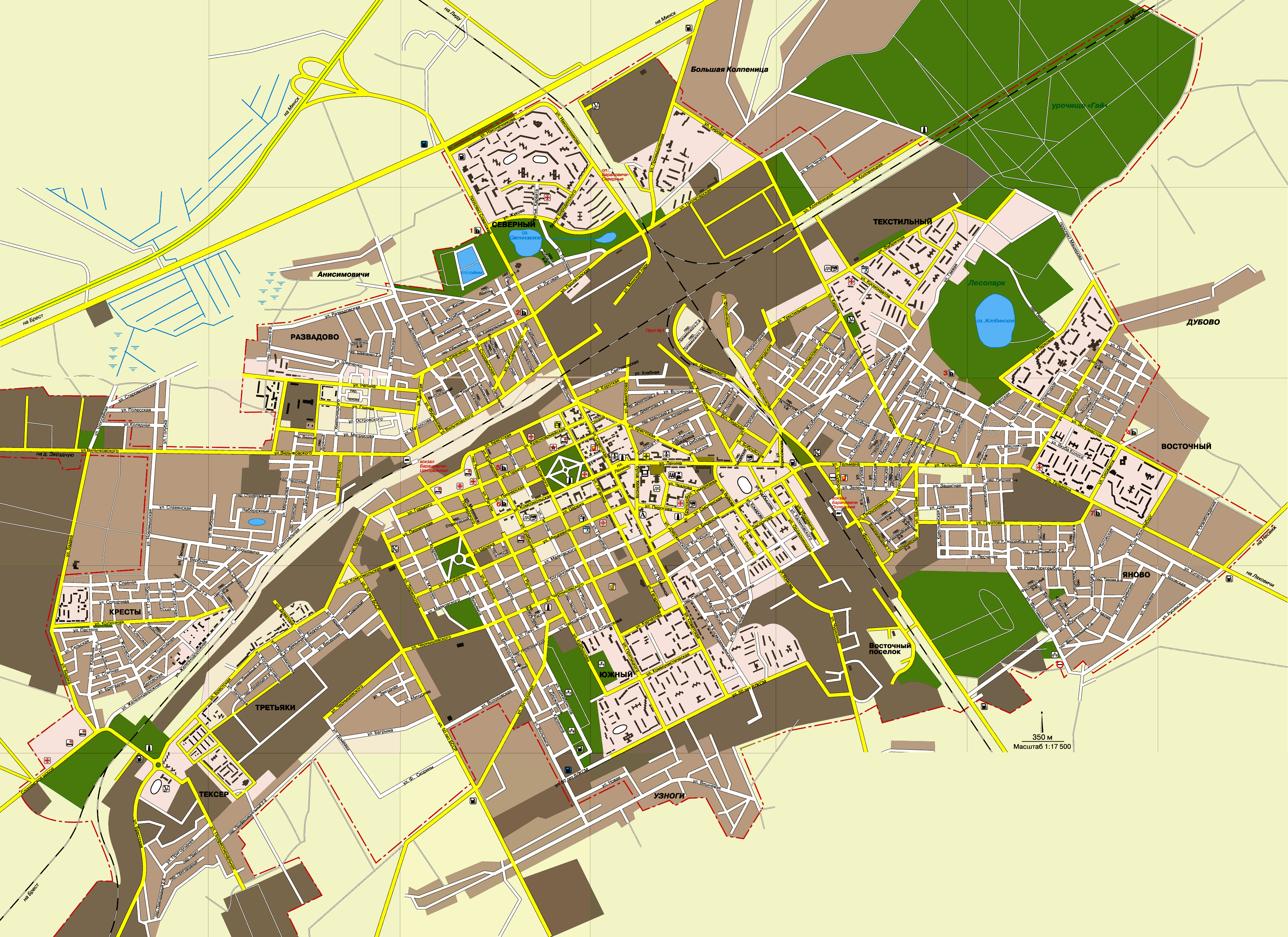 Карта Барановичи, подробная карта Барановичей