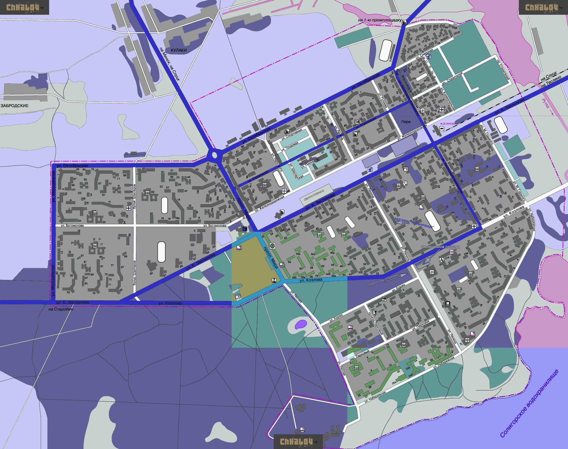 карта солигорска с улицами и номерами