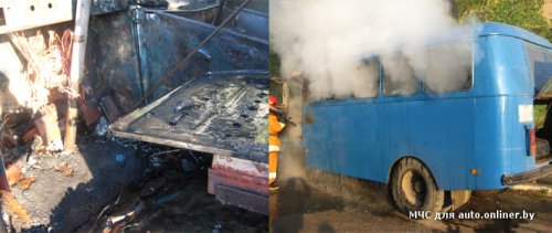 В Могилеве горел автобус