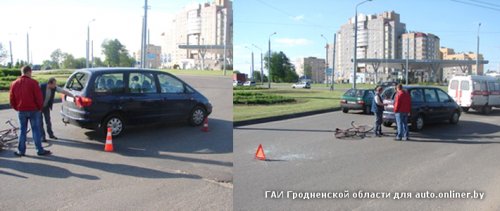 В Гродно велосипедист головой разбил стекло в Seat