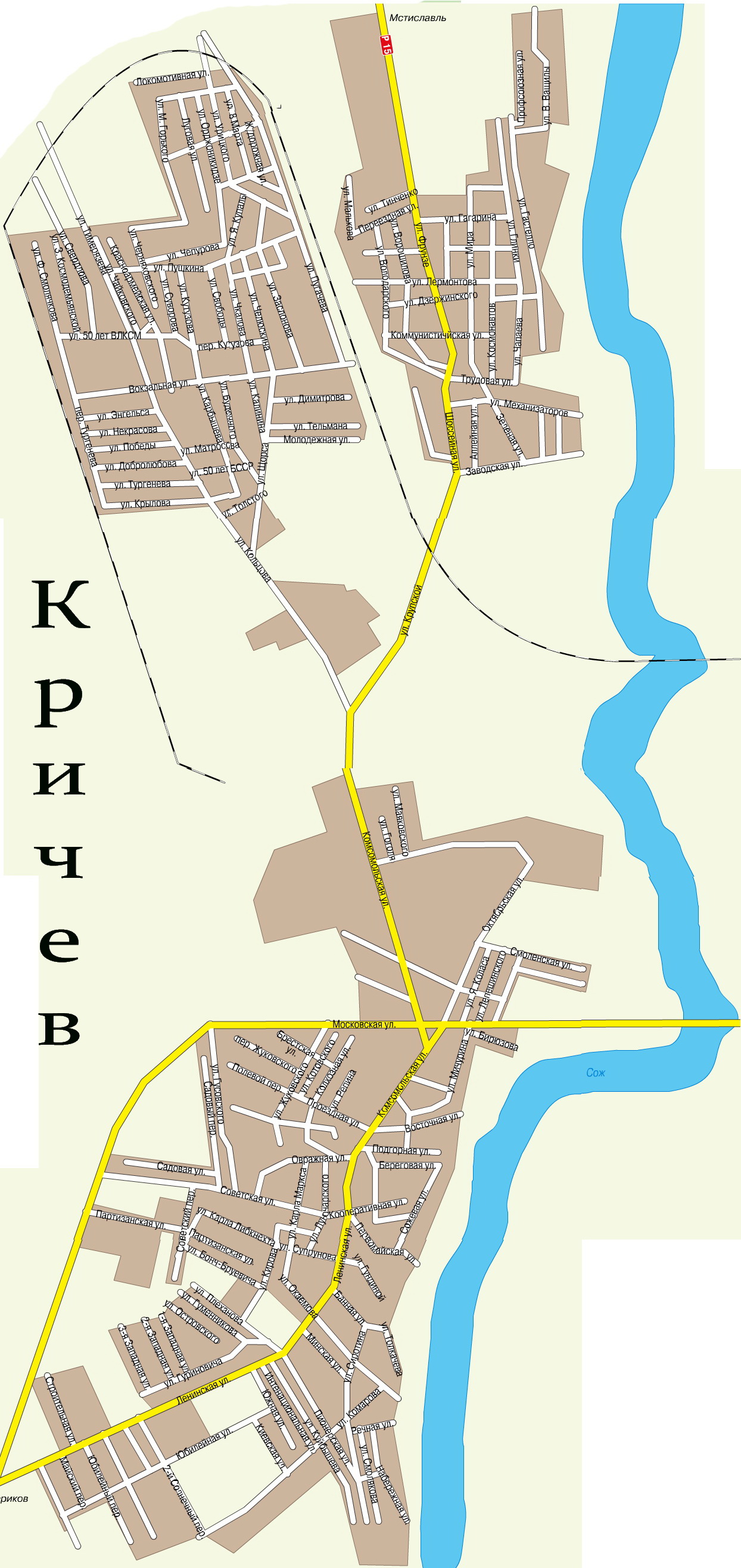 Кричев карта с улицами и номерами домов