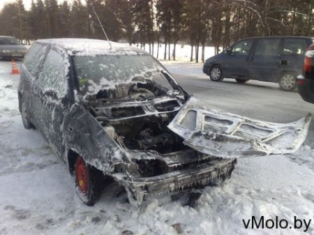 На выезде из Молодечно загорелся Фиат