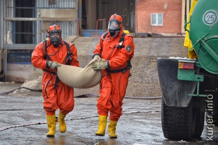 Спасатели провели анти-аммиачные учения на Слуцком КХП