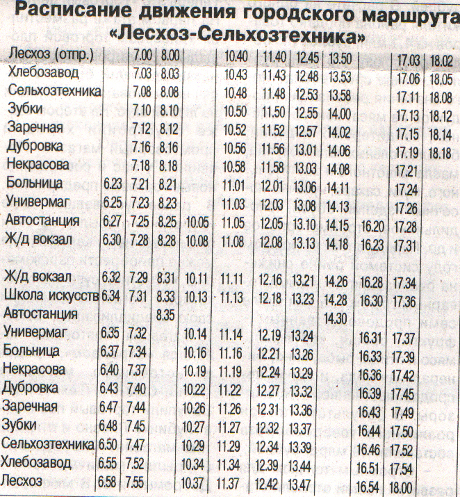 Расписание автобусов и маршруток