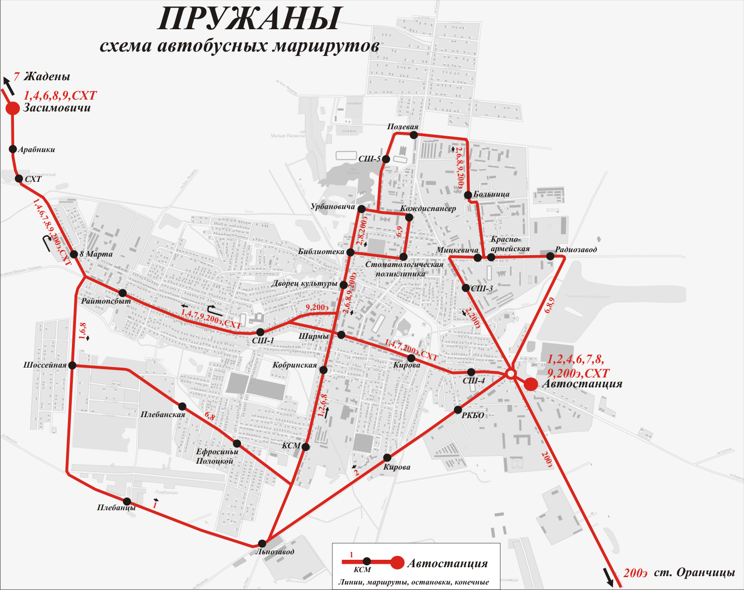 Карта маршрутов городского транспорта витебск