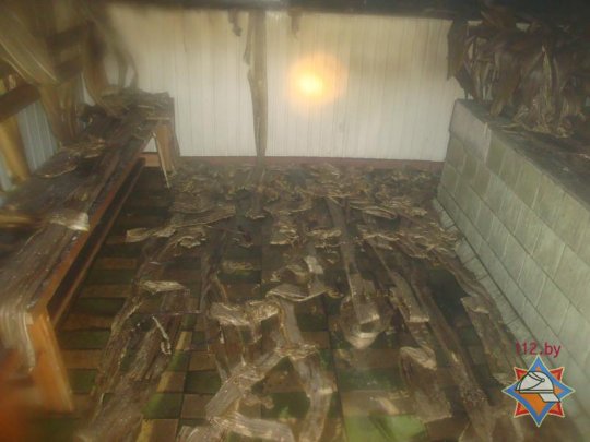 В Рогачевском районе сгорел склад древесного брикета (фото)