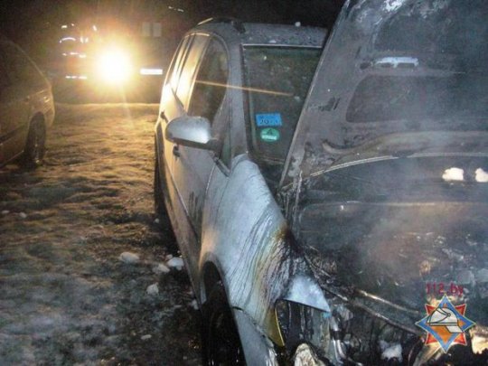 В Бобруйске ночью вспыхнул Volkswagen