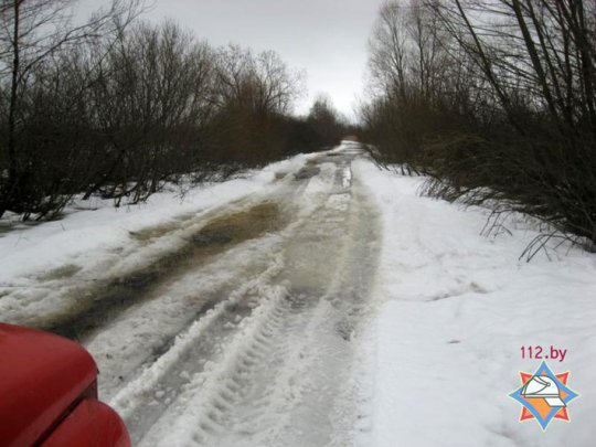 В Петриковском районе подтопило автомобильную дорогу (фото)