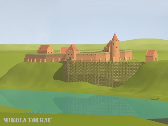 Рэканструкцыя выгляду Старога замка часоў Вітаўта ў Горадні