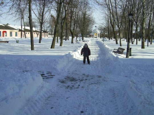 Городской парк не почищен от снега (дополнено – к вечеру уже почистили)