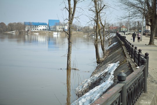 Днепр в Могилёве: ещё 4 см – и вода выйдет на пойму (фото)