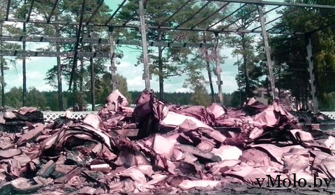 Возле военной части под Молодечно на ходу загорелся прицеп с картоном