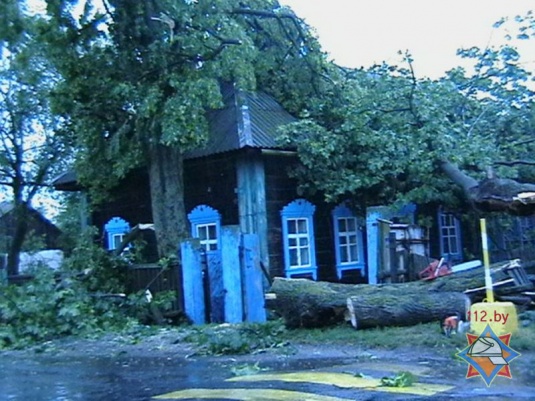 Сильный ветер повредил кровли зданий в Хойникском районе (фото)