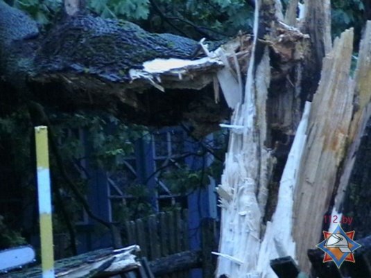 Сильный ветер повредил кровли зданий в Хойникском районе (фото)