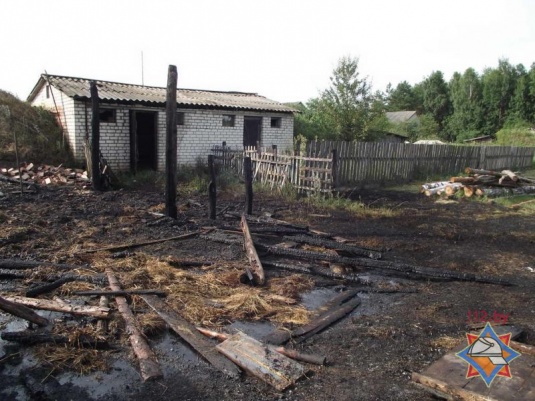 В Мозырском районе дети сожгли сарай, трактор и несколько центнеров сена (фото)