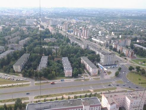 Фотофакт: начались работы по перекраске Гродненской телевышки