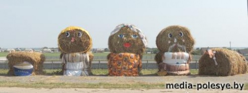 Необычные композиции из соломы появились на Столинщине