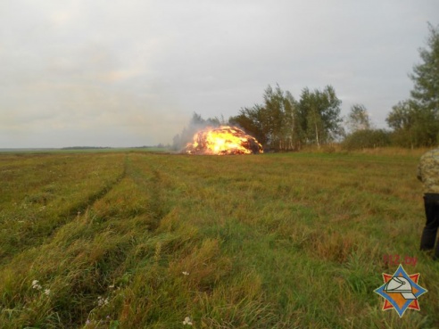 В Рогачевском районе сгорело 20 тонн соломы (фото)