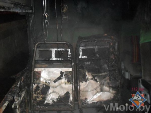 Пожар в автобусе Минского областного драматического театра в Витебске