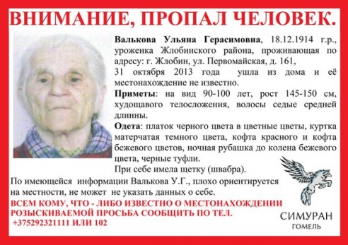 В Жлобине пропала 99-летняя бабушка (фото)