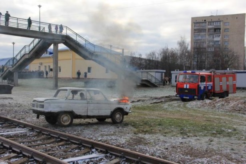 В Барановичах прошли учения по ликвидации чрезвычайной ситуации