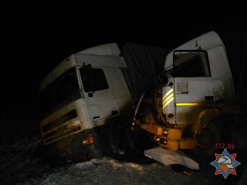 В Рогачевском районе столкнулись две фуры – один человек погиб (фото)