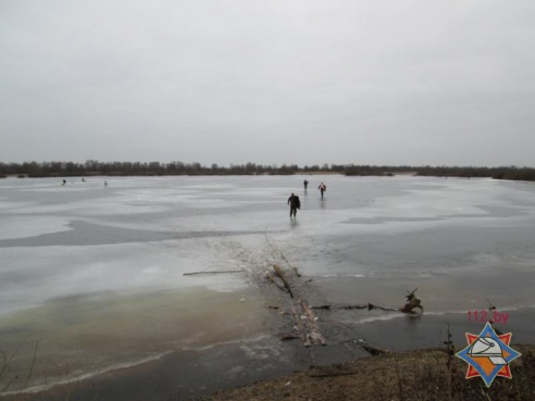 В Петрикове спасателям пришлось около километра тянуть по льду пенсионера, сломавшего ногу на рыбалке (фото, видео)