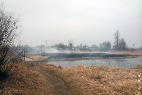 Под Слуцком горит сухая трава