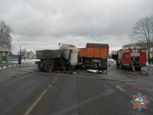 Под Рогачевом столкнулись два МАЗа – оба водителя получили черепно-мозговые травмы (фото)