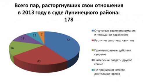 Отсутствие взаимопонимания и несходство характеров – основная причина разводов в Лунинецком районе