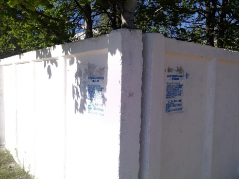 Фотофакт: в Светлогорске появляются объявления об обучении английскому, нанесенные краской на стены домов