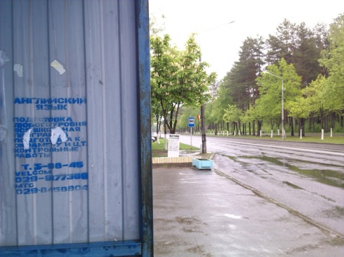 Фотофакт: в Светлогорске появляются объявления об обучении английскому, нанесенные краской на стены домов