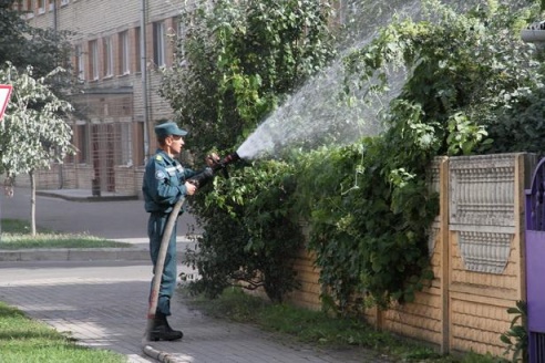 В Барановичах 29 августа пожарным порошком засыпало участок улицы Брестской и соседние огороды