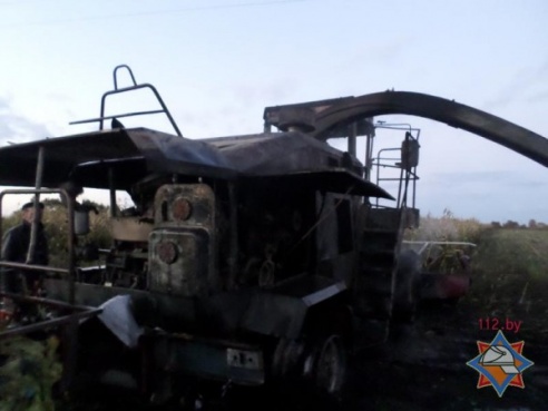 Во время заготовки кукурузы в Глубокском районе загорелся комбайн (ФОТО)