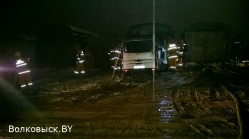 В Волковыске при пожаре в гараже сгорел микроавтобус