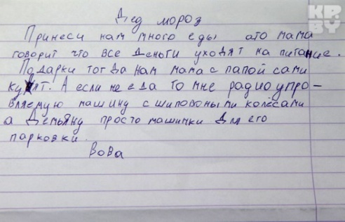 «Дорогой Дед Мороз! Я хочу сюрприз, но только не майку, как в прошлом году!»