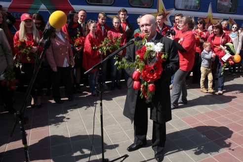 В Барановичах встретили Поезд Победы