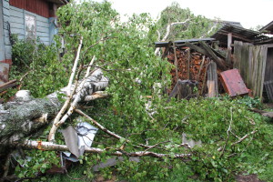 Сильный ураган, в минувшее воскресенье, 19 апреля устроил погром на улицах агрогородка Белая Дуброва Костюковичского района (+ фото, видео)