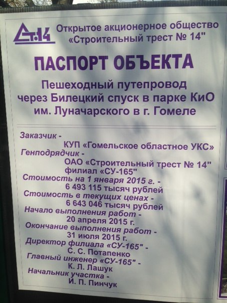В Гомельском парке над Билецким спуском убрали пешеходный мост