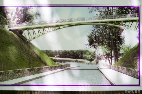 В центральном парке Гомеля строят новый мост и удлиняют набережную Сожа