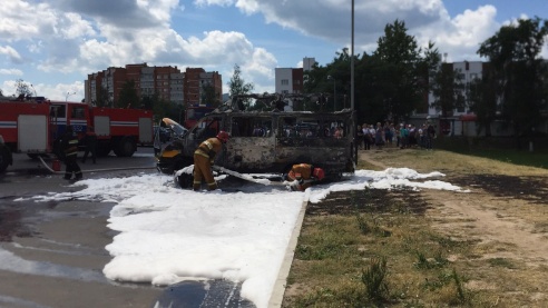 В Витебске сгорела маршрутка