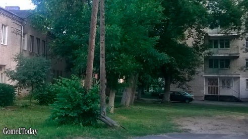 Фотофакт: в центре города треснула и надломилась опора ЛЭП, сама ЛЭП натянулась