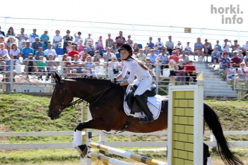 Показательные выступления на конкурном поле конно-спортивной школы