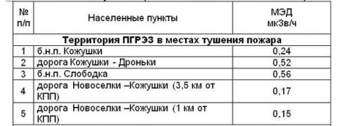 Радиационный фон из-за пожаров в Хойникском районе не изменился