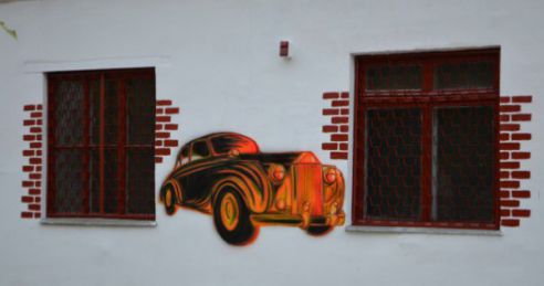 «Призрачный гонщик» и «Литейный цех». Бывший студент вилейского колледжа разрисовал стены его сварочного цеха (фото)