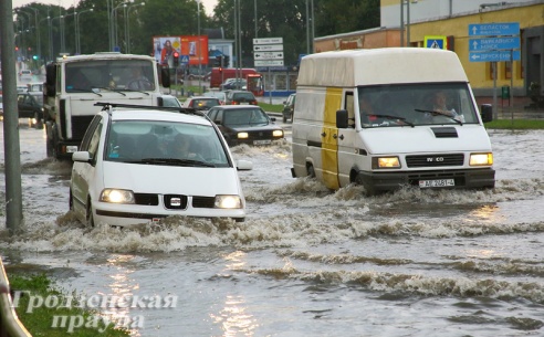 Фотофакт: сильный ливень затопил Гродно