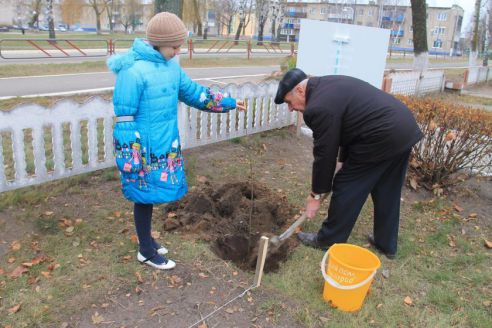 Пионеры посадили рябиновую аллею в честь 73-летия освобождения Хойникского района