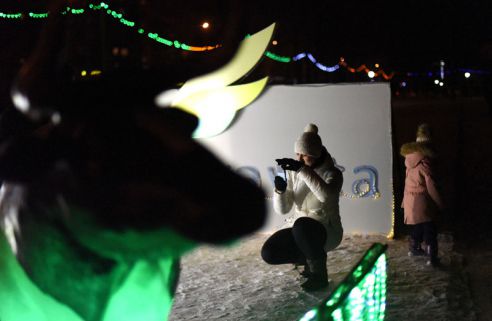 Огни со смыслом. В Советском районе водрузили на пьедестал Петуха и открыли световую ВДНХ