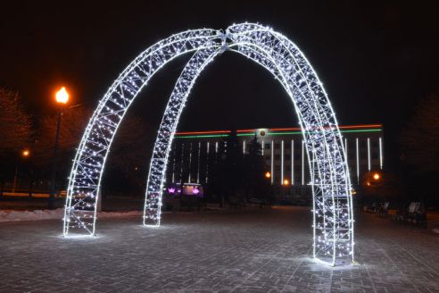 Огни со смыслом. В Советском районе водрузили на пьедестал Петуха и открыли световую ВДНХ